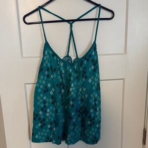 Old Navy Teal and Black Patterned Tank Too